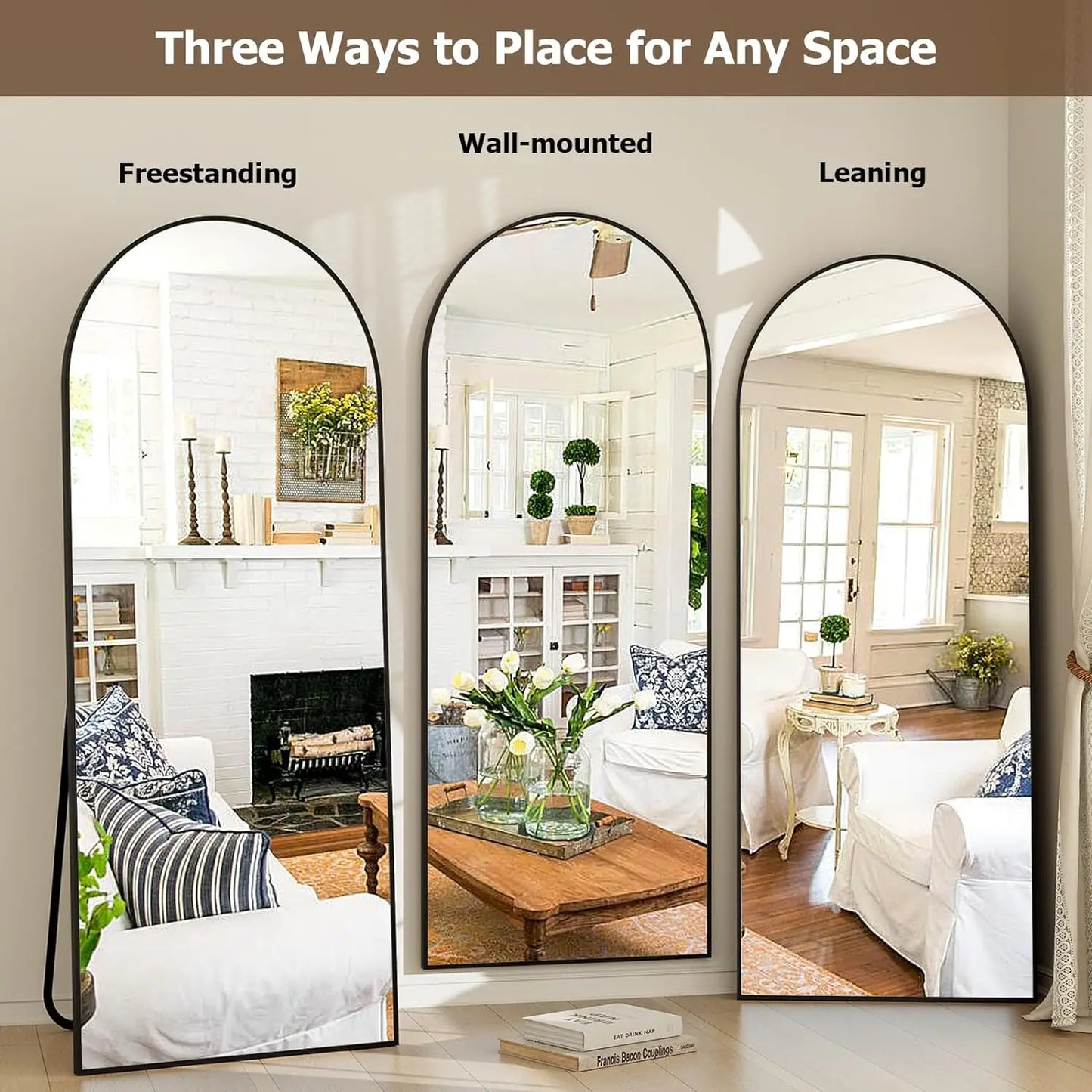 21x64 inch Arched Full Length Mirror-Aluminum Alloy Frame