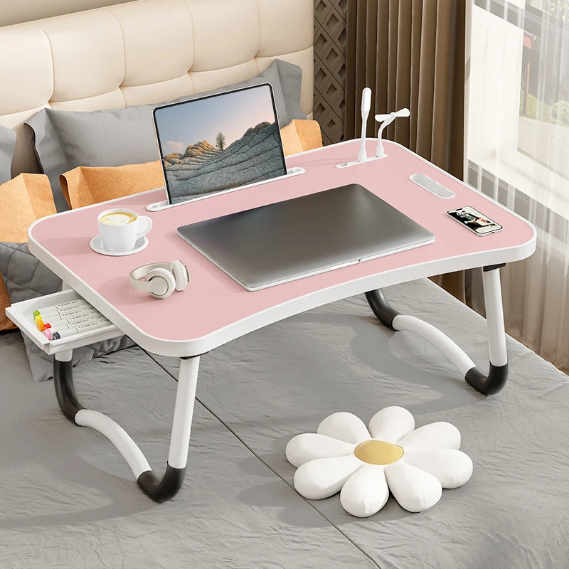 Portable Laptop Desk with USB Light, Tablet Slot