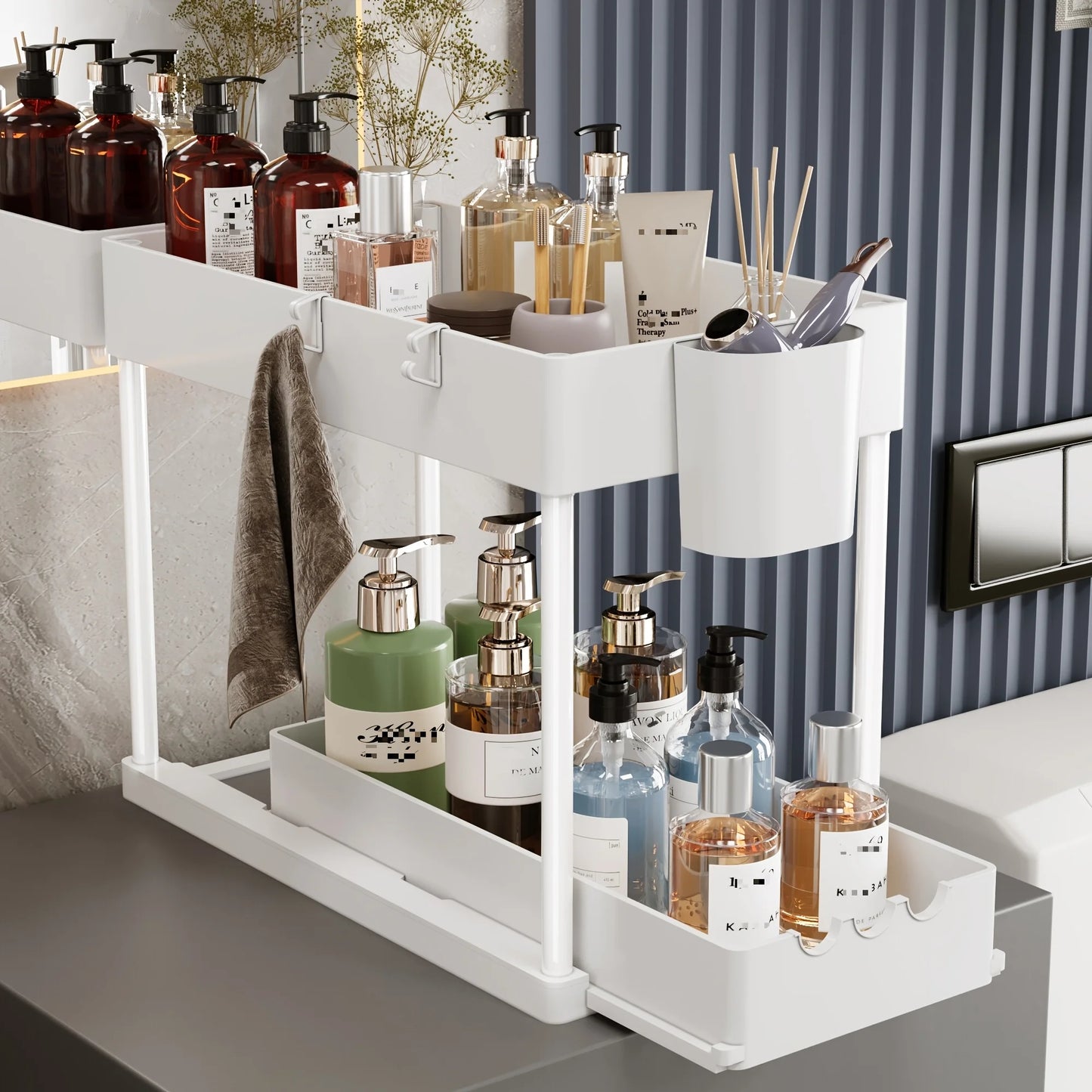2-Tier Sliding Cabinet Organizer, Pull-Out Under Sink Rack