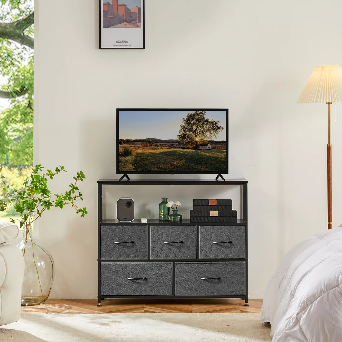 Cabinet Dresser With 5 Fabric Drawers