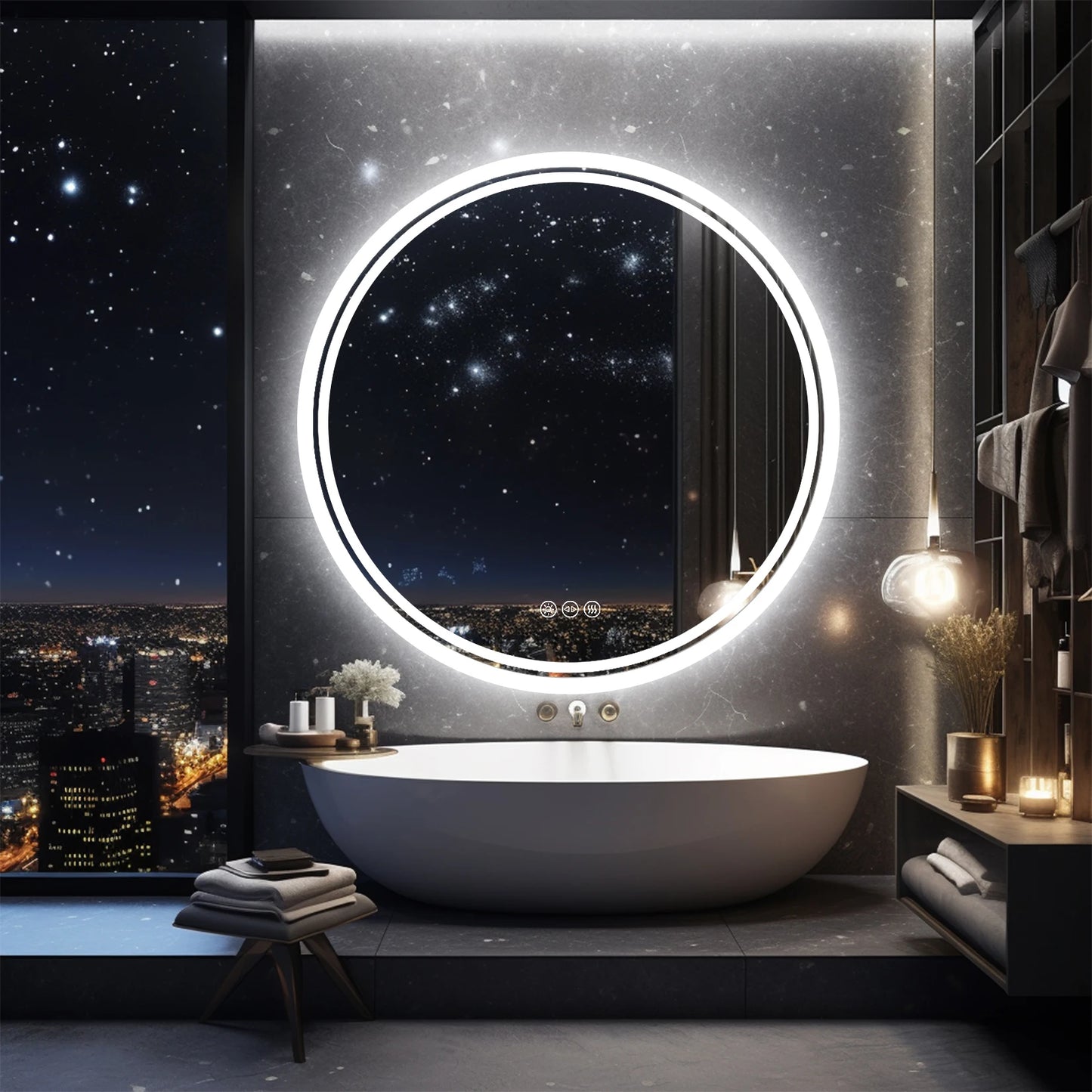 Mirror with LED Lights Circle Backlit