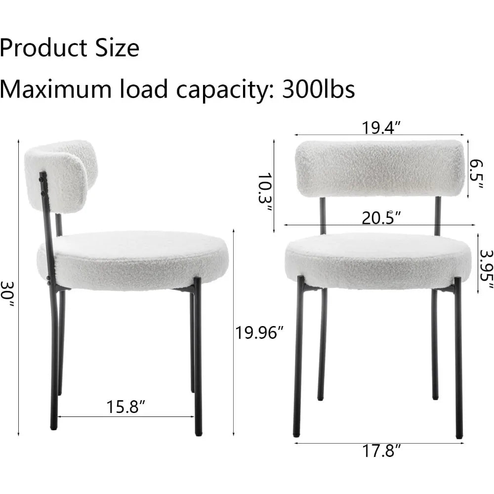 Set of 4 White Upholstered Dining Chairs