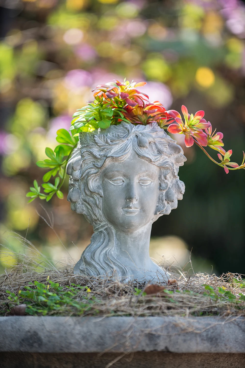 Cement Woman Bust Planter