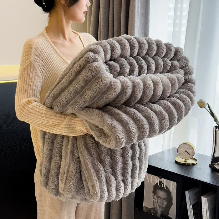 Blanket Solid Color Thickened Wide Striped