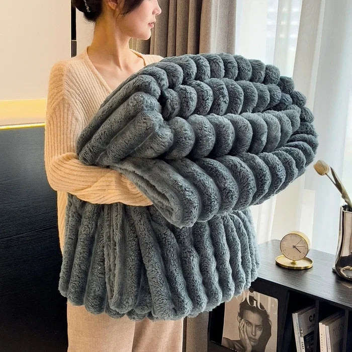 Blanket Solid Color Thickened Wide Striped