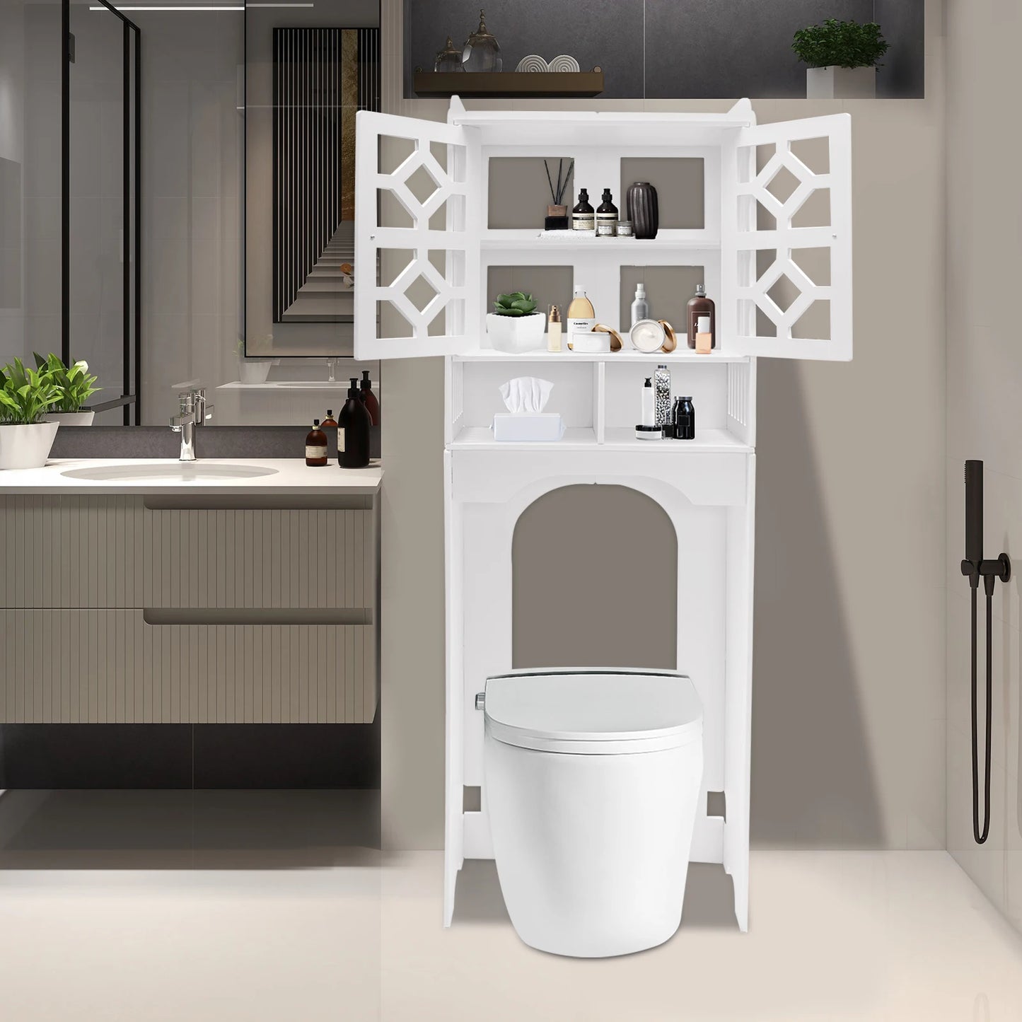 4 Tier Over The Toilet Storage Cabinet
