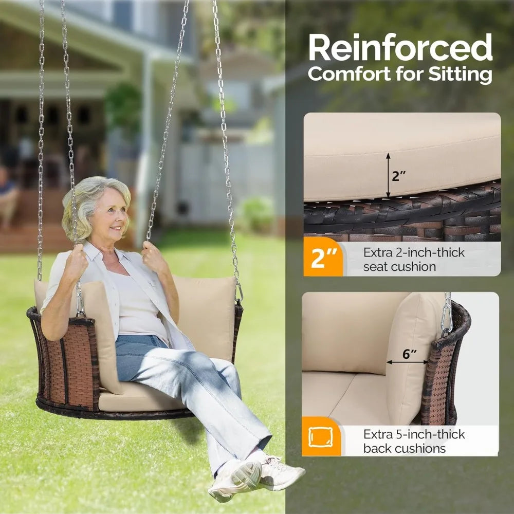 Round Rattan Porch Swing