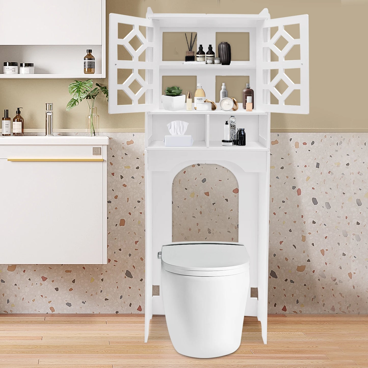 4 Tier Over The Toilet Storage Cabinet