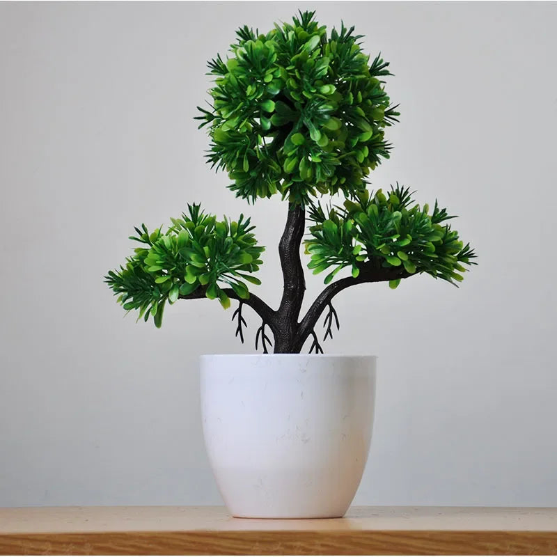 Artificial Potted Bonsai Green Small Tree Plants