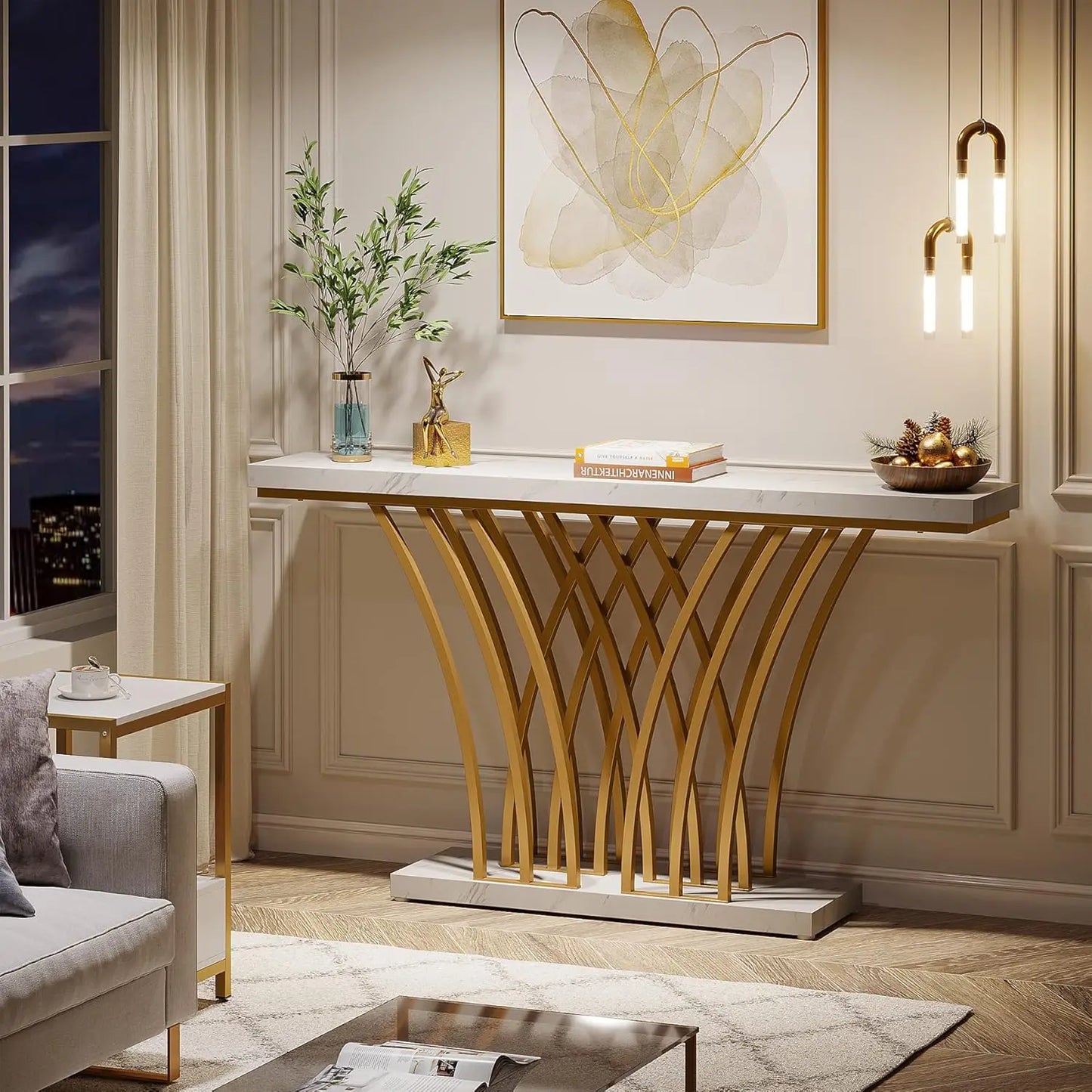 59 inch Gold Entryway Table