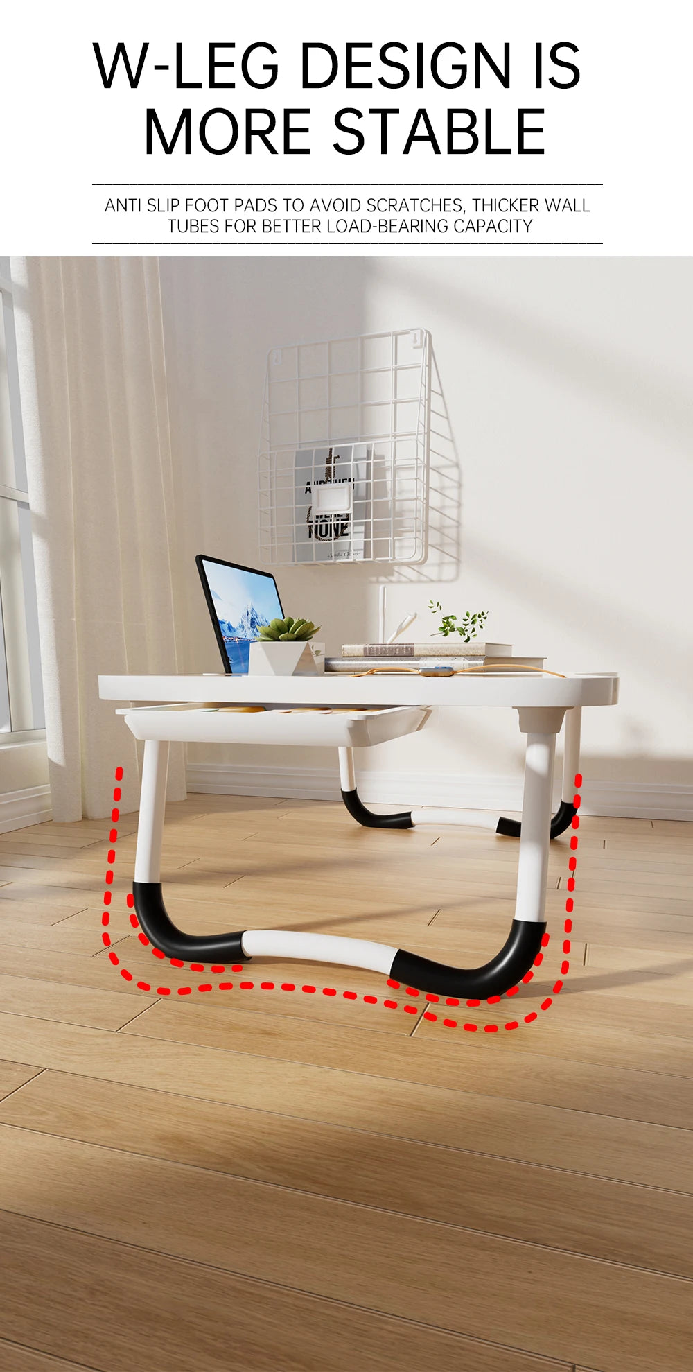 Portable Laptop Desk with USB Light, Tablet Slot
