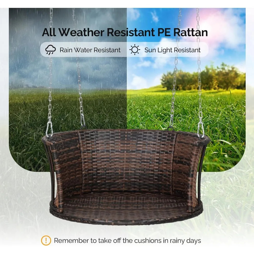 Round Rattan Porch Swing
